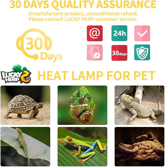 LUCKY HERP New Upgrade 100W Reptile Heat Lamp Bulb (3rd Gen, Safer), Amphibian Basking Spot Light Bulb, UVA Reptile Daylight Bulb for Turtle, Bearded Dragon, Lizard Heating Use (2 Pack)