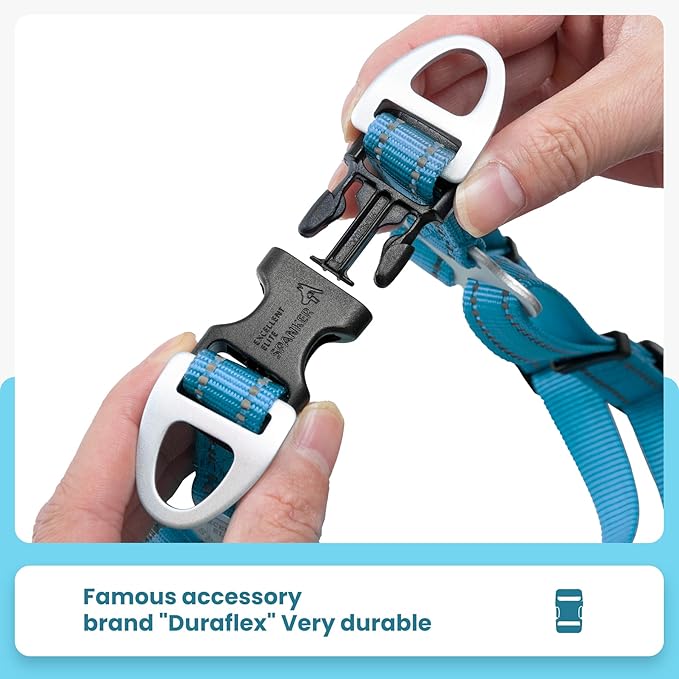 EXCELLENT ELITE SPANKER No Pull Dog Harness Adjustable Nylon Step-in Easy Pet Vest Chest Strap with Reflective and Leash Ring for Small Medium Large Breed Dogs Training Walking(Light Blue-L)
