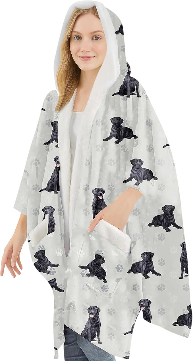 E&S Pets Sherpa Wearable Blanket Hoodie for Women – Soft Fleece Snuggs Wrap – 32 Dog & Cat Breeds – Warm Pet Lover Gifts
