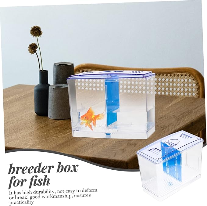 Healifty Miniature Acrylic Fish Breeding Box with Double Isolation Divider Transparent Fish Tank Hatchery Incubator for Betta and Small Aquarium Easy to Clean and Install Safe Water Quality