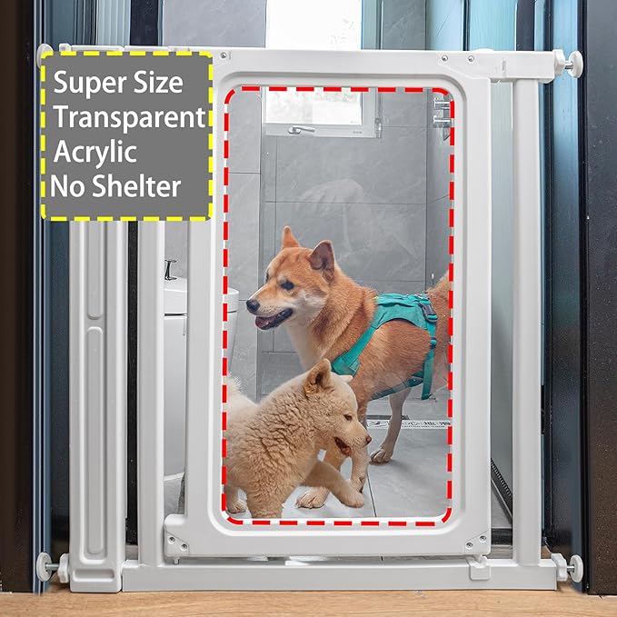 Dog Gate Stopper Cat Gate Pet Gate Playpen,Barrier Free for Stairs and Doorways Pressure Mounted Easy Install 27.4"-33.1" Adjustable Extra Wide Indoor to Step Over, 32.7" Tall (Extra Large)
