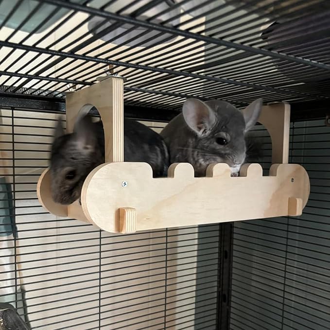Chinchilla Suspension Bridge Wooden,Small Animals Wooden Bridge and Platform,Chinchilla Habitat Toys for Squirrel Hamster Ferret Guinea Pig Sturdy Easy to Clean