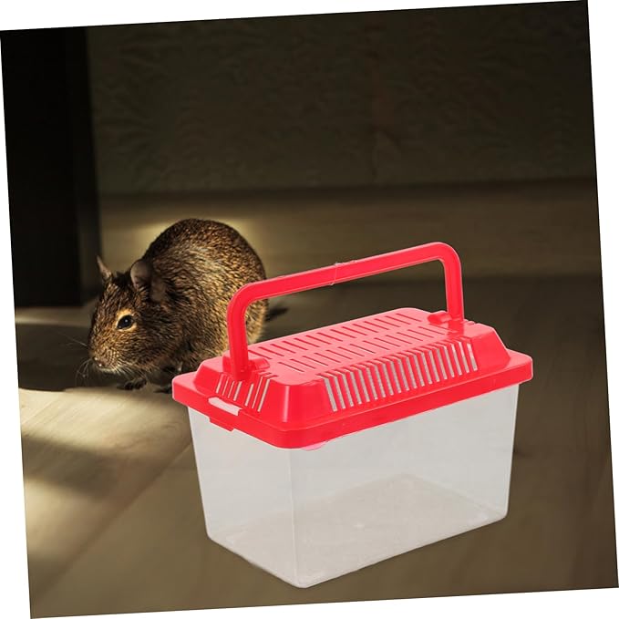 Portable Fish Tank 5.1X3.5X5.1 Inch Handheld Aquarium Transparent Turtle Box Plastic Pet Hamster Carrier Travel Reptile Terrarium