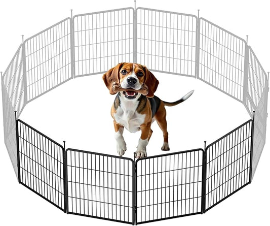 SunsGrove Dog Playpen Outdoor, Heavy Duty 32 Inch 4 Panels Play Pen for Small and Medium Dogs, Free and Safe Play Dog Fence, Black