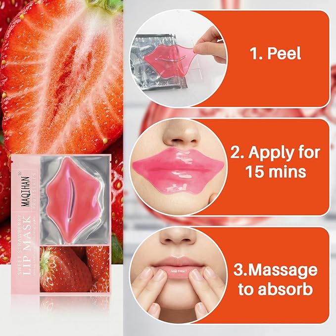 MAQIHAN 30PCS Moisturizing Lip Mask - Pink Lip Patches for Spa Daily Labial Masks Skincare Hydrating to Reduce Wrinkles Dryness Anti-wrinkle Lightens, Valentines Day Gifts，Skin Care