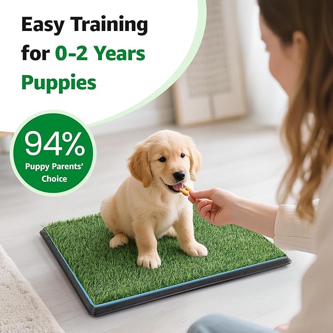 Grass Pad for Dogs Potty: 45”x 29” Indoor Dog Grass pad with Tray with 2 Packs Replacement Artificial Fake Grass-5 Packs Disposable Puppy Pads, for Puppy Training Apartment, Outdoor Use