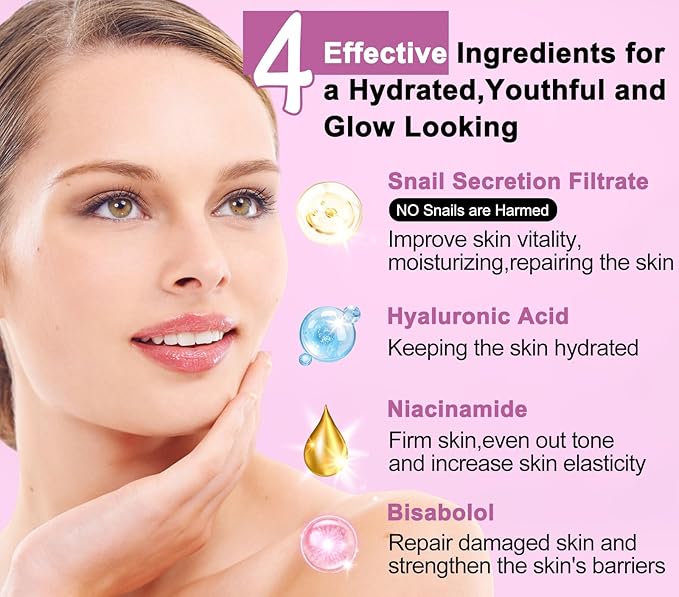 Skin Care Set,6 Pcs Korean Snail Mucin Essence Anti-aging Moisturize Repair Soothe Hydrate,Glass Skincare Gift Kit for Dull & Dry Skin,Self Care Skincare Gifts for Women Mother Mom Wife Teenage Girls