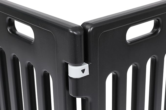 BIRDROCK HOME Dog Playpen w/Door, 12 Panel, 25.6in H | Strong Plastic, Non-Slip Puppy Playpen, Secure Pet Gate | Indoor Outdoor Fence | Configurable Panels | Small to Medium Pets - Black