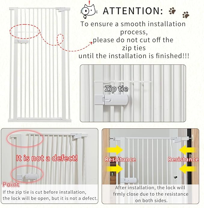 Lumizone Extra Tall Cat Gate 55.12" High Pressure Mounted Extra Wide 2025 New (17 Sizes) 1.37" Gap No Drilling Auto-Close One-Handed Operation Tall Pet Gate for Dogs(White, 55.12" H x 80.12"-84.44" W)
