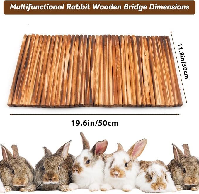 Large Bunny Wooden Hideout Bridge,Flexible Rabbit Tunnel Wood Small Animal Chew Climbing Toys Ladder Ramp Hut for Guinea Pig, Chinchillas, Hedgehogs, Ferrets, Rat(19.6 x 11.8 in)