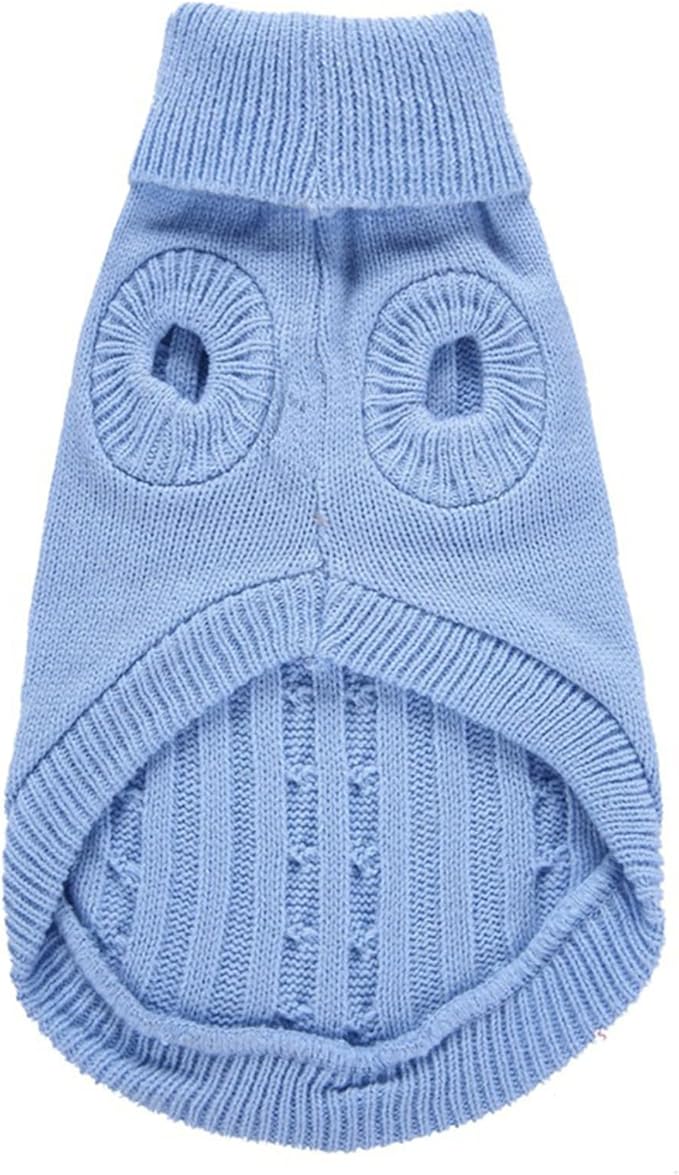 Small Dog Sweaters Knitted Pet Cat Warm Dog Sweatshirt Winter Clothes Kitten Puppy Sweater (X-Small,Light Blue)