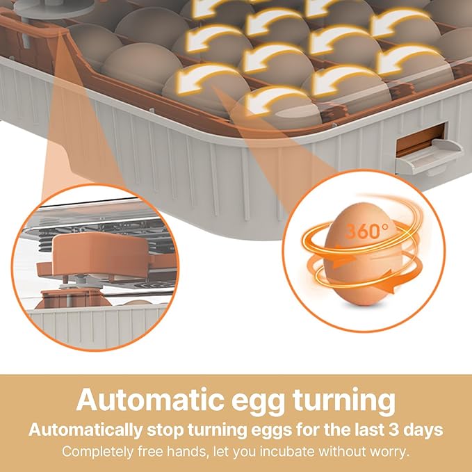 Tissting 56 Eggs Incubator - 3-in-1 with Automatic Egg Turning with External Injection Water Bottle,Household Small Poultry Hatching Machine with Egg Candler Light for Chicken