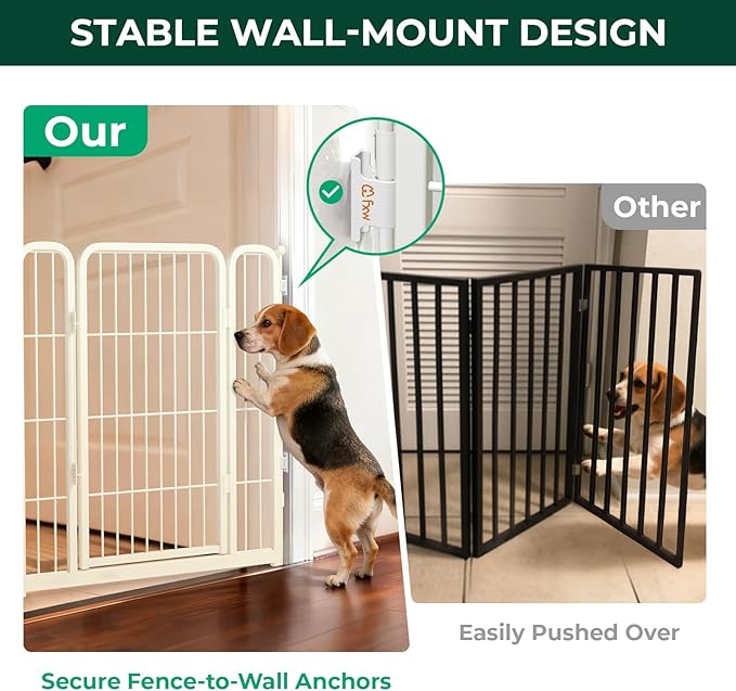 FXW Dog Gate Extra Wide Designed for Indoor Use, Adjustable Width Up to 55-inch Wide (32" H 2 Wire Panels for Small and Medium Dogs), White
