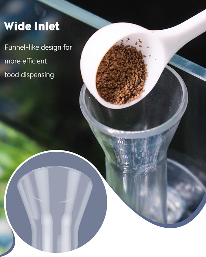 Pawfly 8 Inch Aquarium Shrimp Feeder Set, Clear Glass Tube with 2 Dishes & Suction Cups, Feeding Supplies for Fish Tanks