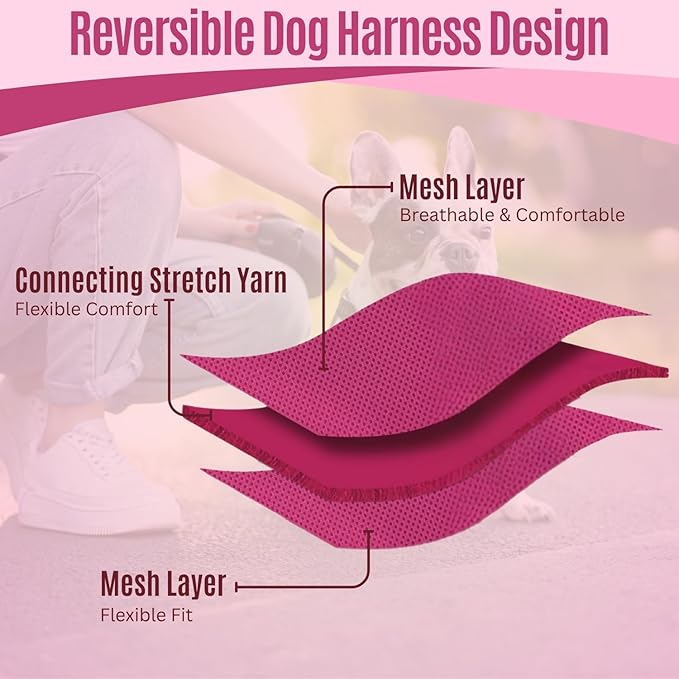 YAP Pet Performance Wrap®; Choke-Free Harness Small Size Dog, Anti-Static Pet Harness with Handle for Emergency, Reversible Red Dog Harness Compatible with Universal Pet Seat Belt