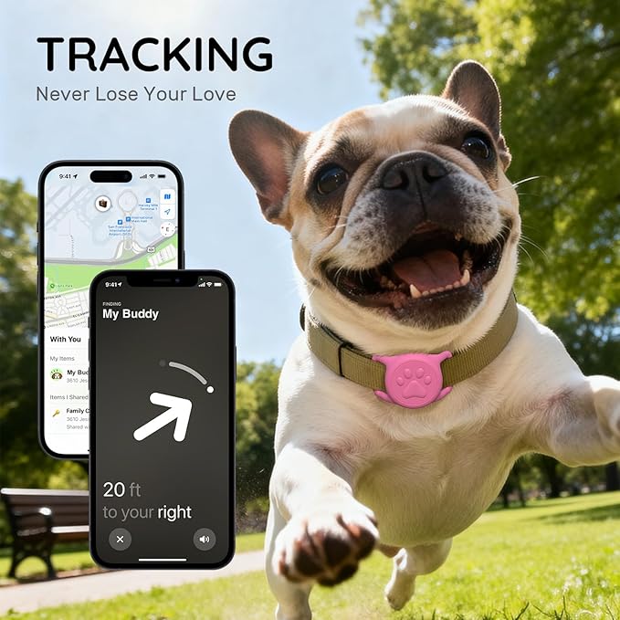 for Airtag Dog Collar Holder, Dog Airtag Holder Waterproof, Lightweight & Soft Silicone Air Tag Case for Pet Collars, Works with Multiple Tracker Tag Products (Black1+Pink1, 2 Pack)