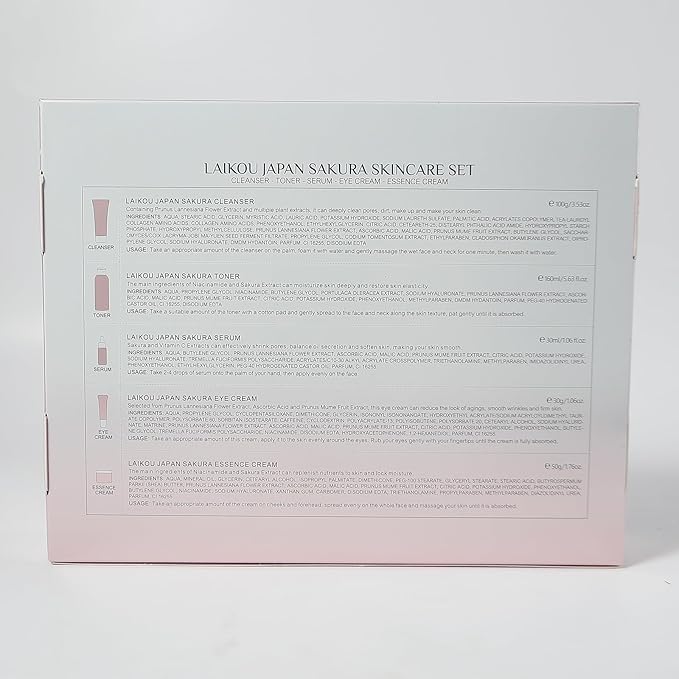 LAIKOU Skin Care Set, Skin Care Routine Kit for Women, Teen Face Care Kit Girls, Skincare Gift Set with Cleanser, Toner, Serum, Eye Cream, Face Cream 5pcs Mother's Day Christmas Birthday Daughter Wife