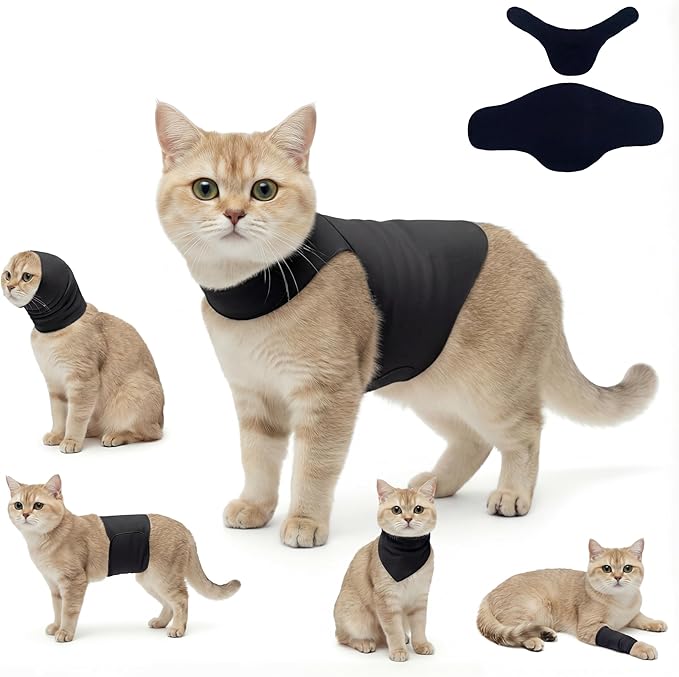 DAJIDALI® Modular Dog & Cat Anxiety Jacket, 2-Piece Calming Vest with Detachable Ear Hood, Silent Self-Adhesive Fabric, Thunder Relief & Post-Surgery Recovery Wrap