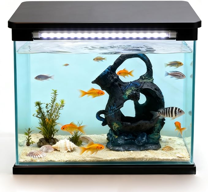 Aquarium Decoration - Fish Tank Cave Decoration Accessories Resin Classical Ceramic Jar Ornaments Betta Fish, Shrimp, Cichlid Rest, Entertainment, and Breeding Spacious Hide and Play Place