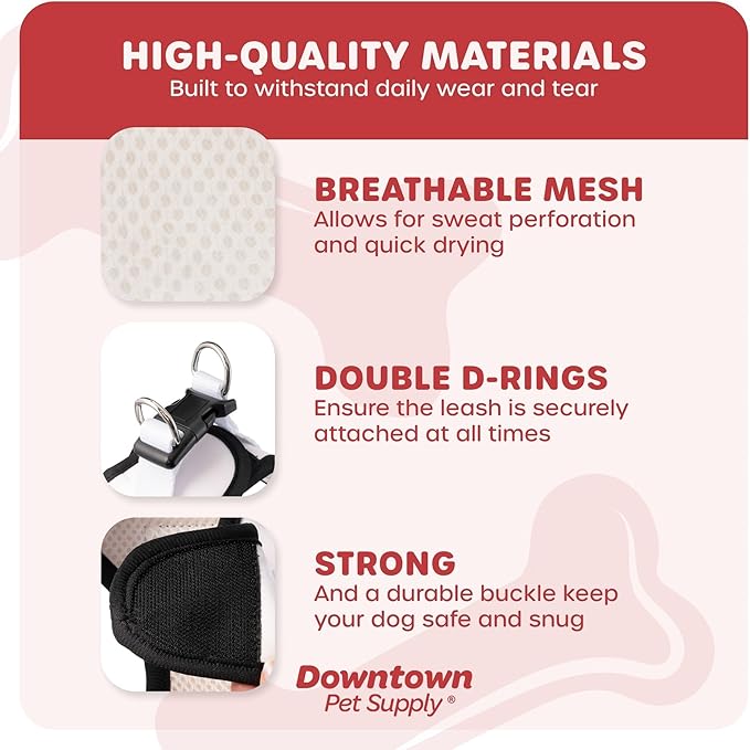Downtown Pet Supply Step in Dog Harness for Small Dogs No Pull, Small, Doodle - Adjustable Harness with Padded Mesh Fabric and Reflective Trim - Buckle Strap Harness for Dogs