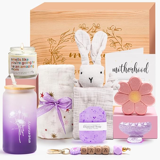 New Mom Gifts,New Mummy Care Package After Baby,Pregnancy Gifts Basket for Expecting Mom,First Time Mothers Day Gift for New Mom Birthday Spa Gifts for Women