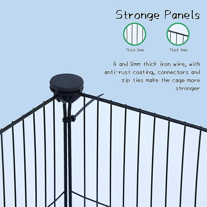 CHEGRON Guinea Pig Cages with Door and Waterproof Bottom Liner, Expandable C&C Grids Cage for up to 2 Small Animal Playpen Metal Grids Indoor Rabbit Cage Hedgehog Hamster Playpen, 48 x 24 x 16 inch