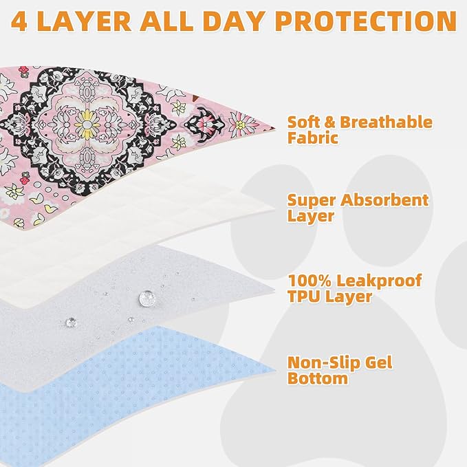 KOOLTAIL Washable Pee Pads for Dogs, 2 Pack Super Absorbent Reusable Puppy Training Pads Waterproof, Nonslip and Leak-Proof Dog Pee Pads, Large Pet Mats Whelping Pads for Floor, Crate, Couch, 36"x41"