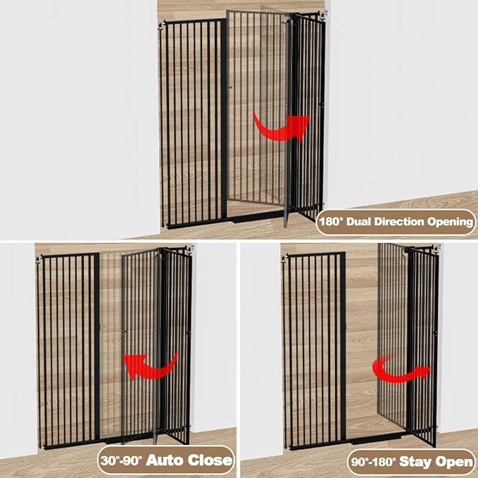 57" Extra Tall Pet Gate for Cats Dogs-52.8"-57.4" Extra Wide Cat Gate for Doorways and Stairs-1.37" Ultra Narrow Spacing Pressure Mounted Dog Gate with One-Handed Operation(52.8"-57.4")