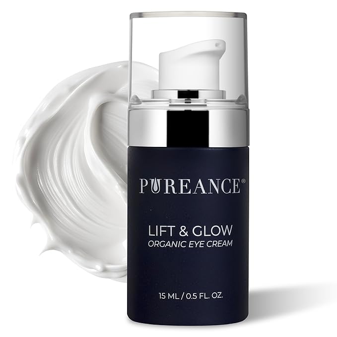 Lift & Glow Organic Eye Cream for Dark Circles and Puffiness - Anti Aging Eye Cream for Wrinkles - Reduces Dark Circles and Under Eye Bags - With Kakadu Plum, Coconut Oil, Spirulina & More - 1 Fl Oz