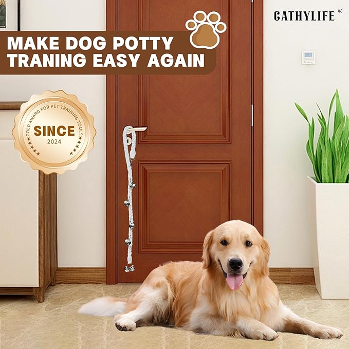 Dog Doorbells for Potty Training, Poly Urethane Puppy Door Bells, Hand-woven Dog Bells for Dog Training, Extra Loud Bells for Door Knob, Ring to Go Outside Doggie Pet Supplies. (White twist)