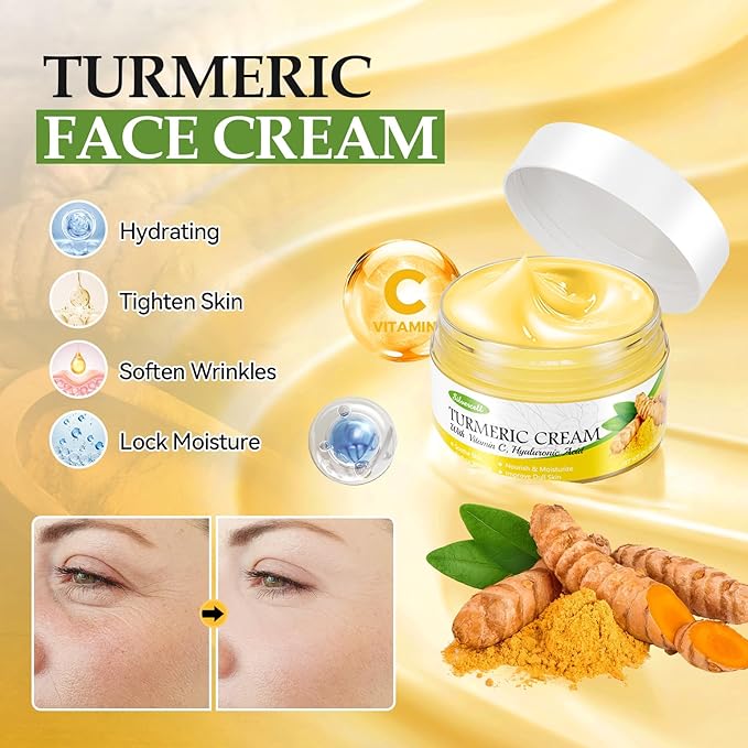 Turmeric Skin Care Set Mothers Day Gifts, Hydrating Skincare Gift Set with Turmeric Soap, Oil, Cream & Scrub to Even Glow Tone, Natural Skincare Set Birthday Gifts Facial Kit for Women & Teen Girls