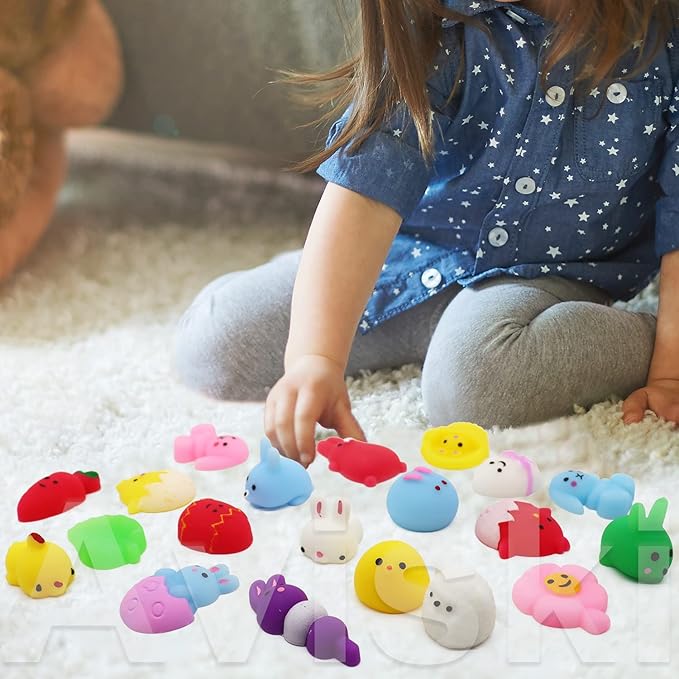 100PCS Easter Mochi Squishy Toys, Mini Kawaii Squishies Soft Fidget Toys Stress Squeeze Toys Party Bags Filler, Small Stocking Stuffers for Classroom Prizes Boys Girls Birthday Exchange Gifts