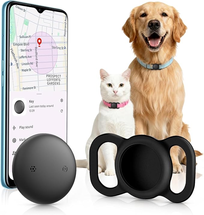 Android Dog Tracker Collar (1 Pack), Mini Bluetooth Tracker, Smart Pet Location Tracker, No Subscription, Tracker Cat Collar Certified Finder, Anti-Lost, Finder Tag for Vehicles, Pets, Kids, Items