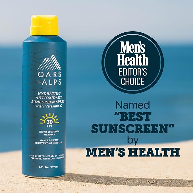 Oars + Alps SPF 30 Face & Body Broad Spectrum Sunscreen Spray | Fast-Absorbing, Lightweight, Non-Greasy, Hawaii Reef Act 104 Compliant, Water-Resistant, Octinoxate + Oxybenzone Free, 6 Oz, 2 Pack