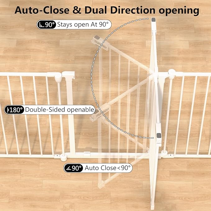 150" Extra Wide Baby Gate, Play Yard Child Safety Gate, Dog Gates with Auto-Close Door, Double Locking System for The House Doorways, Fireplace, Kitchen, 6-Panels, 30" Tall