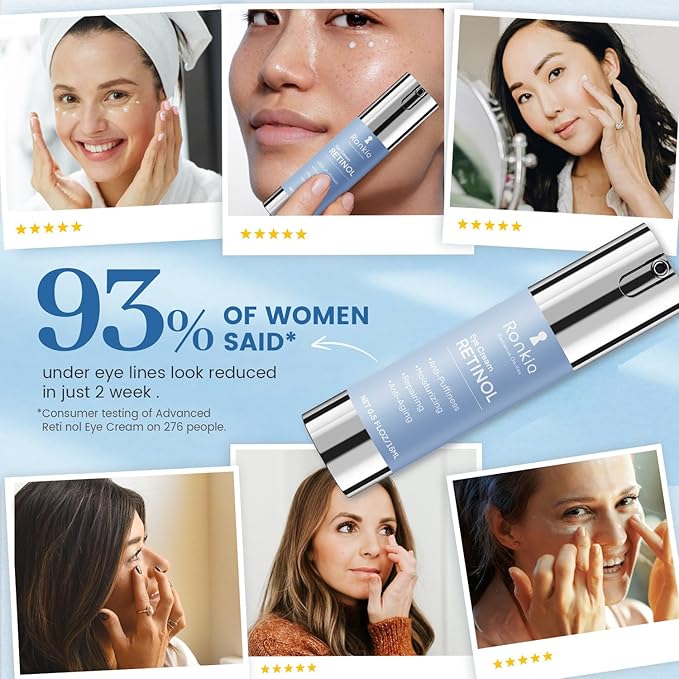 Retinol Eye Cream for Dark Circles: Anti-Wrinkle Under Eye Cream - Night Care Eye Cream Reduces Eye Bags 0.5 fl. oz