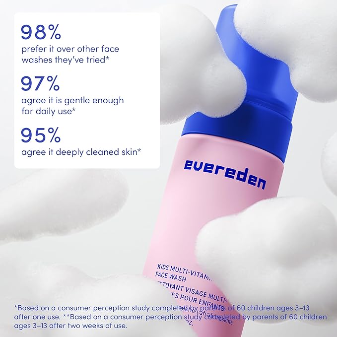 Evereden Kids Daily 1-2-3 Routine Bundle: Clean & Vegan Skincare for Kids – Hydrating & Gentle Tween Skincare Set with Multi-Vitamin Face Wash, Face Cream, & SPF 30 Mineral Sunscreen