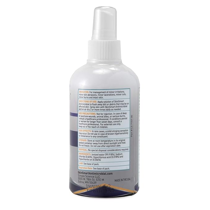 SkinSmart Antimicrobial Facial Cleanser for Breakouts & Blemishes; Hypochlorous Acid Formula Targets Bacteria to Reduce Skin Irritation and Flush Pores Clean, 8 oz Spray, All Ages & All Skin Types