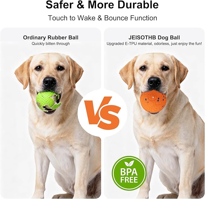 Interactive Dog Toys Dog Ball, Durable E-TPU Material,3 Play Modes with Colorful Lights, Automatic Moving, Bouncing and Rotating for Medium and Large Dogs Indoor & Outdoor (Orange)