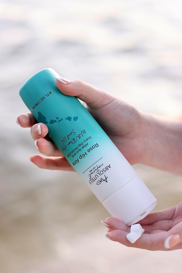 Absolutely Natural After Sun Lotion & Moisturizer with Aloe Vera, Rose Hip Oils, & Vitamin E | Helps Prevent Anti-Aging & Sunburn Relief - 8 Fl Oz