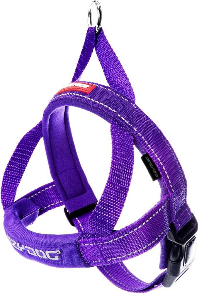 EzyDog Quick Fit Dog Harness – No Pull Harness for Training, Everyday Walking, and Easy Control - Adjustable Fit, Reflective, and Padded (Large, Purple)