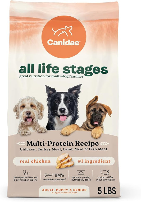 Canidae All Life Stages Multi-Protein Recipe with Chicken, Turkey, Lamb, and Fish – High Protein Premium Dry Dog Food for All Ages, Breeds, and Sizes– 5 lbs.