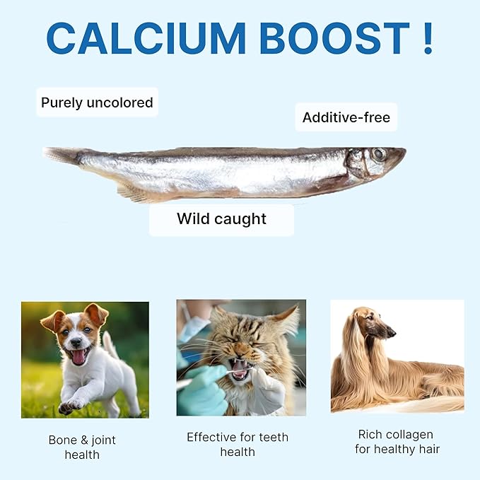Puppyluv Capelin Treats for Dogs & Cats – Freeze-Dried Whole Fish, High Protein, Omega 3/6/9, Healthy Skin & Coat, Grain-Free, Natural Training Treats, 2.6oz