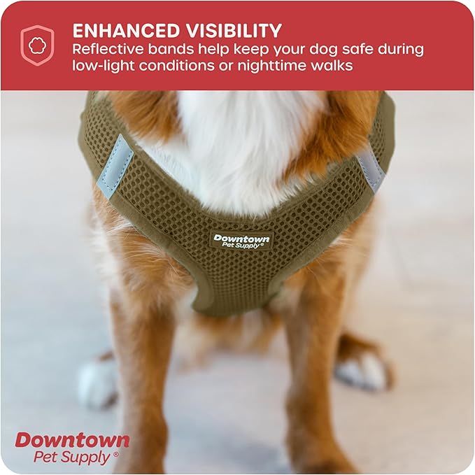 Downtown Pet Supply Step in Dog Harness No Pull, X-Large, Hunter Green - Adjustable Harness with Padded Mesh Fabric and Reflective Trim - Buckle Strap Harness for Dogs
