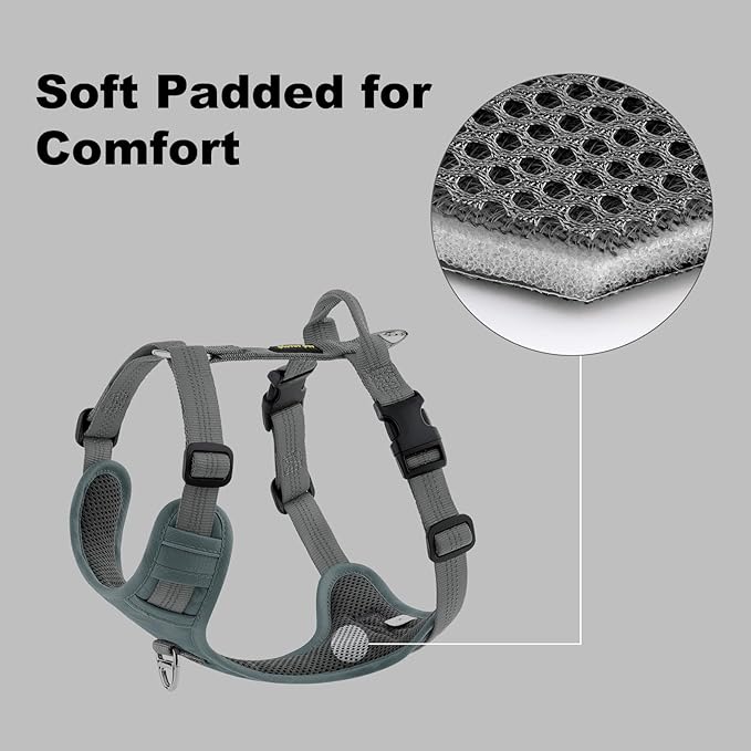 Plutus Pet No Pull Dog Harness, Reflective Adjustable Dog Vest Harness with Handle, Escape Proof, Soft Padded for Small Medium Large Dogs (Gray, XS)