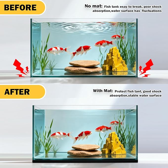 Aquarium Leveling Mat for Fish Tanks, Neoprene Fish Tank Mat 23.6X 15.7inch,Non-Slip Shockproof Fish Tank Pad to Reduce Tank Noise,Prevents Scratches on Desks/Floor,Cut-to-Fit for Small/Medium Tanks