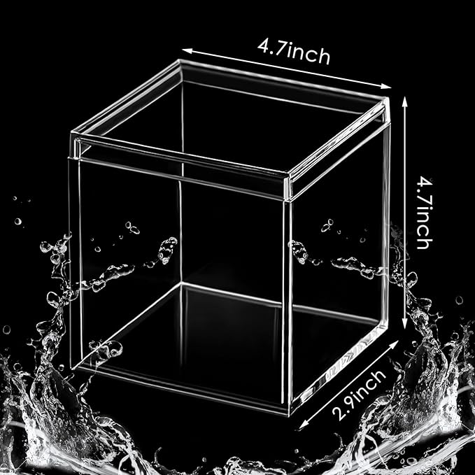 Juexica 12 Pcs Clear Acrylic Box with Lid Plastic Small Acrylic Boxes Decorative Storage Box Jewelry Display Mini Clear Container for Home Candy Pill Tiny Jewelry(Square,4.7 x 4.7 x 4.7)