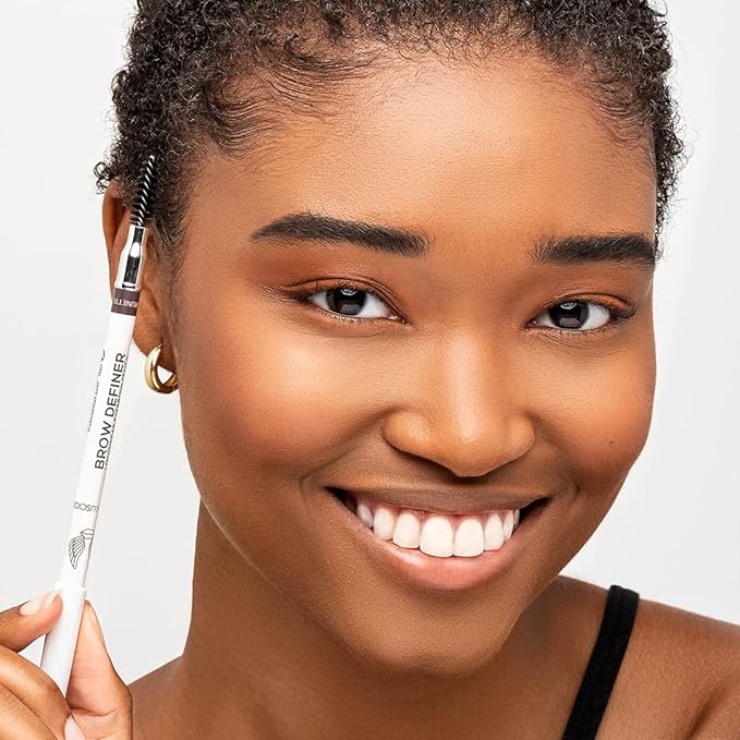 True + Luscious Brow Definer Pencil - Pomade & Powder Combo With Organic Castor Oil - Fills, Shapes Eyebrows - Waterproof - Cool Brunette