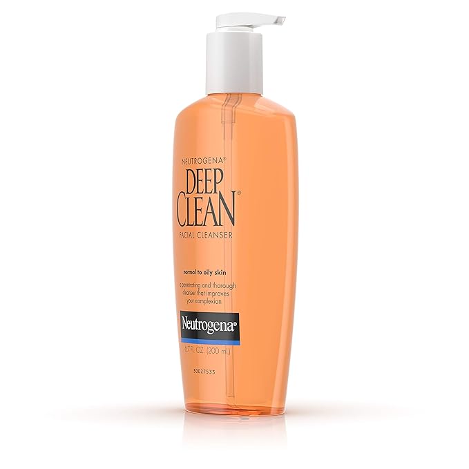 Neutrogena Deep Clean Daily Facial Cleanser with Beta Hydroxy Acid for Normal to Oily Skin, Alcohol-Free, Oil-Free & Non-Comedogenic, 6.7 fl. oz