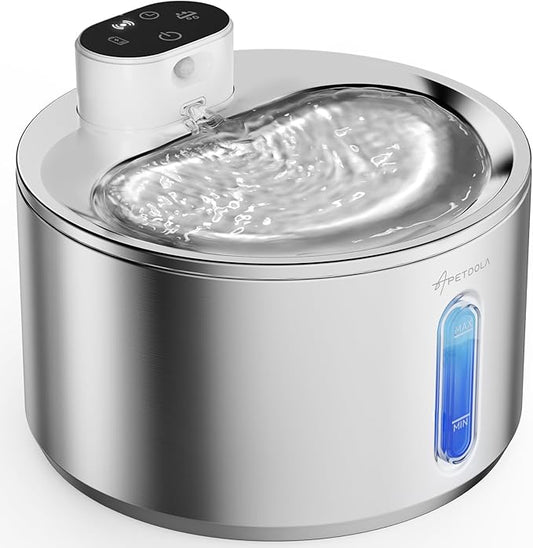Cat Water Fountain Stainless Steel,135fl-oz/4L Wireless Cat Fountain Battery Operated Pet Fountain with 5 Filters for Dogs Cats Indoor